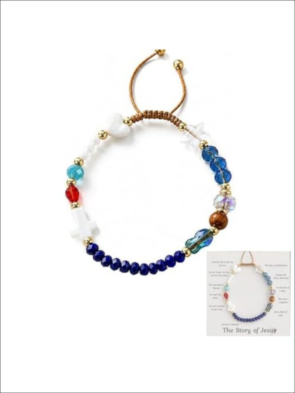 Handmade Story of Jesus Bracelet Adjustable Braided Bead Wrap for Women